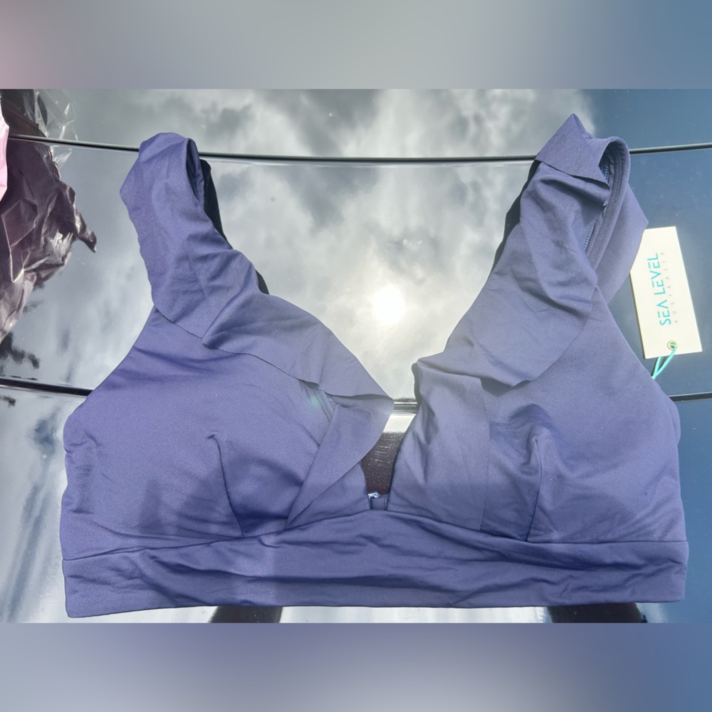 Sea Level Swim - essentials, frill bra top in night sky. NWT US size 12